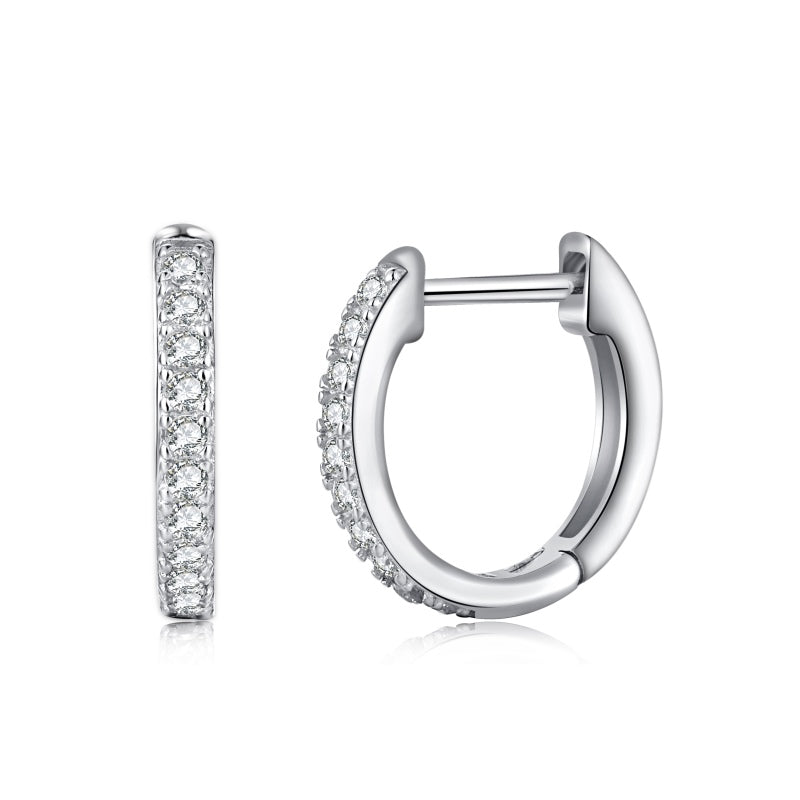 Chloe Huggie  - S925 Rhodium Plated Earring
