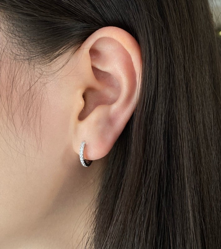 Chloe Huggie  - S925 Rhodium Plated Earring